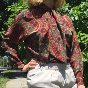 RESERVED • Vintage Paisley Necktie Blouse